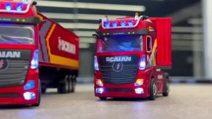 WLtoys | WLtoys 6408 1/64 Alloy RC Tractor Truck with Light 4WD Horn Independent Control Liftable Container Cruise Control RC Car Kid Toy