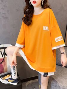 Summer 2025 Womens Mid-Length Pure Cotton Short-Sleeve T-Shirt Design Sensation Korean Style Commute Anti-Ball T-Shirt