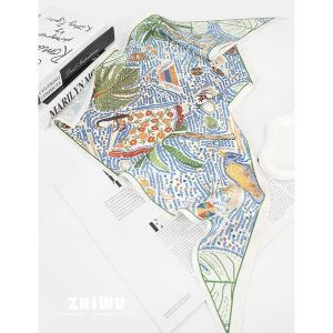 Zhiwu Artistic Silk Scarf for Women Multi-functional Turban Style Oil Painting Pattern Summer Spring Fall Season Suitable for Students and Youth
