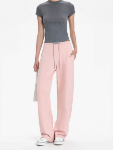 CALLED BACK | Cord Drawstring Pink Lazy Style Trousers