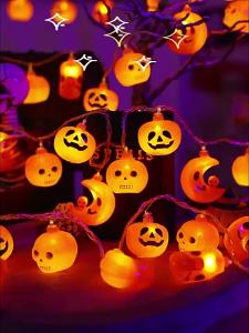 Halloween Ghost String Lights Pumpkin Decorative Lights LED Fairy Lights Battery Powered Indoor Outdoor Party Halloween Decor