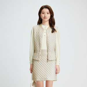 Koradior | Autumn Style Elegant Commuter Fragrant Grid Cotton Maillot Vest