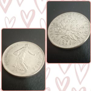 100% Authentic 1971 France 5 Franc Old Coin Very Good Condition *Catalogue #02-19 *Actual Pictures Taken No Stock Photos *Free Shipping with tracking number