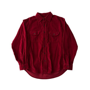 Red Fortunetelling Year Long Sleeve Corduroy Shirt Mens Style New Year Festive Atmosphere Casual Lightweight Maturity Shirt