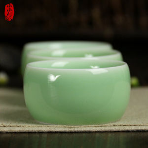 Xiao Li ถ้วยเซรามิกสีฟ้าถ้วยจิบชากังฟูถ้วยเล็กถ้วยชาอุปกรณ์เสริมชุดน้ำชาถ้วยแมทช์ง่ายหลากสี