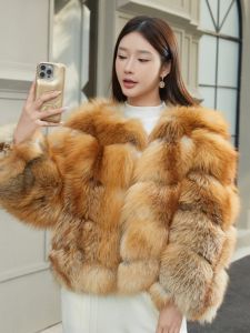 Fashionable High-End Silver Fox Fur Coat Long Sleeve Elegant Integrated Leather And Fur Winter Outerwear New 2025 Haining
