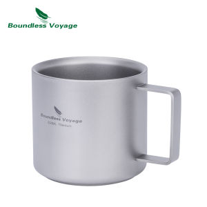 Boundless Voyage Titanium Double Wall Coffee Cup 220ML Camping Mug Mini Outdoor Tableware Ti3052D