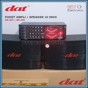 1 SET 2 SPEAKER PASIF PASSIVE DAT BMB AK 100 AK100 10INCH + AMPLI AMPLIFIER DAT DA 303 DSP DA303 DSP KARAOKE PROFESSIONAL