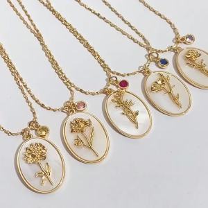 Mặt Dây Chuyền Hoa Sinh Tháng Đá Sinh Tháng Vỏ Sò Trắng Dành Tặng Mẹ Bạn Gái Món Quà Sinh Nhật Dễ Thương Lãng Mạn