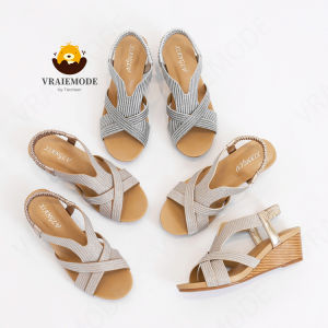 Fashion Wedge Sandals Womens Elastic Band Roman Shoes Non-slip Mid-Heel Soft Slippers Peep Toe Sandals