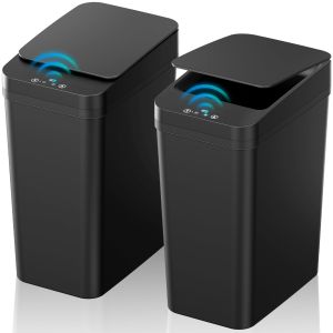 Bathroom Trash Can with Lid Automatic Touchless Garbage Can Small Motion Sensor Smart Trash Can Slim Waterproof Trash Bin