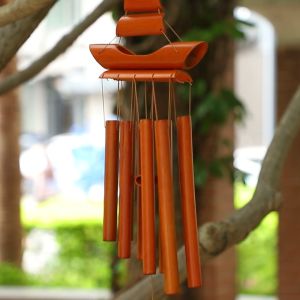 Bamboo Wind Chime Handmade Natural Ring Home Decor Wind Chime Hanging Ornament Outdoor Yard Wind Bell