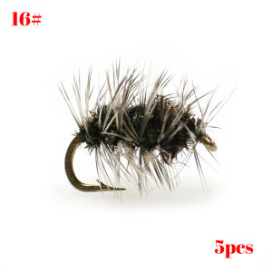 Fishing Lures 5PCS Gnat Dry Fly Size 10 18 Assortment River Small Flies Trout Grayling Peacock Herl Body Grizzle Hackle