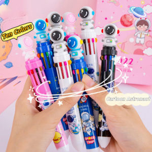 10 Color Cartoon Hand Ledger Graffit Pen Astronaut Ballpoint Pen Colorful Writing Painting Press Pen Office School Supplies Student Stationery