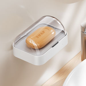Soap Dish With Cover Wall Mounted Soap Bathroom Draining Soap Rack Toilet Household Soap Holder