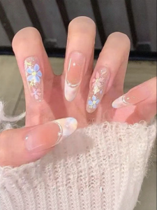 CHUBEISHI | Childrens Elegant Medium Long Blue Nail Stickers
