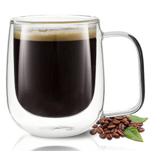Double Wall High Borosilicate Glass Mug Heat Resistant Handle Coffee Milk Juice Water Cup Bar Drinkware Coffeeware Lover Gift