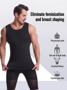 Mens New Tummy Tuck Vest Hide Meat Slim Dao Yao Chest Shape Chest Founder Vest