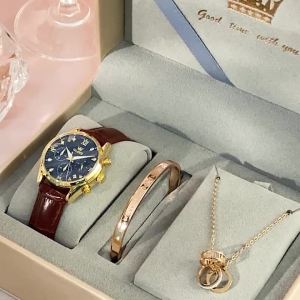 OLEVS | OLEVS Original Trend Women Watch Waterproof Leather Strap Quartz watches for woman Classic Three Eyed Dial Womens wristwatch