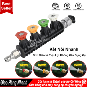Cần nối dài sung xịt cao áp 15cm kèm đế cắm 4 béc phun 1/4in đầu nối nhanh