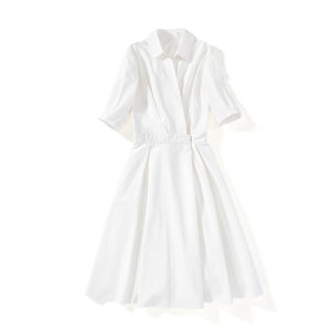 hacikis | Vintage Style Waist-cinching Short Sleeve V-neck Dress