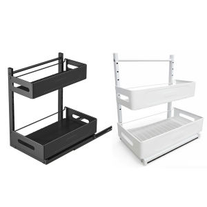 【Free Shipping】 Under Sink Organizer 2 Tier Slide Out Cabinet Storage Shelves Easy Installation for Kitchen and Bathroom Organization