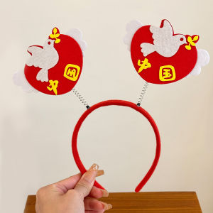 Childrens Festival Performance Hairband Girls Celebration Five-star Red Flag Hair Clip Holiday Decorative Headband