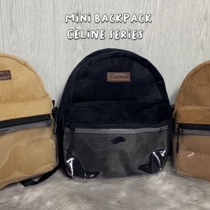 Pamole Tas Ransel Wanita Bahan Corduroy Tutup Resleting