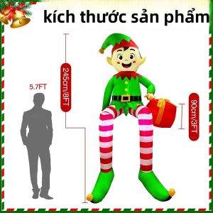 Ông Già Noel Bơm Hơi Leo Núi Có Đèn LED Mô Hình Người Tí Hon Ngồi Trang Trí Giáng Sinh Trong Nhà