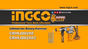 INGCO 2pcs Cordless Combo Kit w/ 4.5J 20V Brushless SDS Plus Rotary Hammer Drill & Hand Blender ICPT