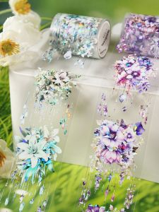 Artistic Floral Decorative Tape Handmade Journal Stickers Retro Style Adhesive Tape Business Supplies Cultural Goods