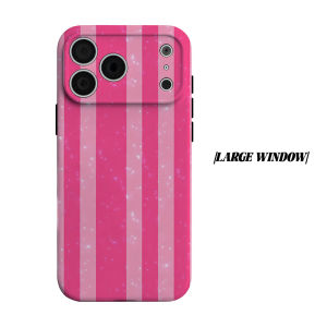 Glitter Pink Vertical Stripe Phone Case for iPhone 18 17 16 15 14 13 12 11 Air Pro Max Plus Double-layer Cover