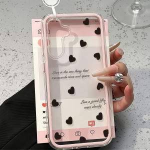 Black Bow Heart Phone Case For Samsung A57 A36 A56 A26 A37 A16 A35 A17 A55 A07 S24 S25 S26 Ultra 2 IN 1 Shockproof Soft Cover