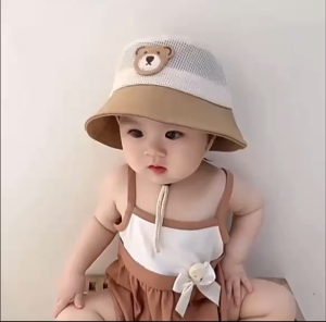 Cute Little Bear Childrens Bucket Hat Topi Budak Kids Fisherman Hat Sun Hat Outdoor Sunshade Fashion