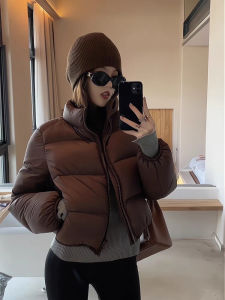 Kendall Jenner Style Short Thickened Cotton Jacket Womens Loose Fit Bread Coat Korean Version Polyester Fiber Long Sleeve Zipper