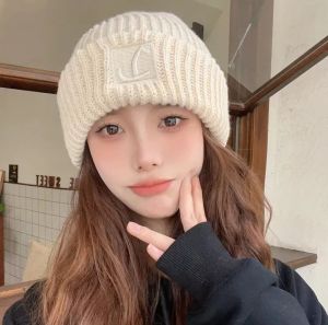 Thickened Fleece Knitted Winter Hat for Men Youth Large Circumference Cable Knit Warm Windproof Cycling Cap Autumn Winter