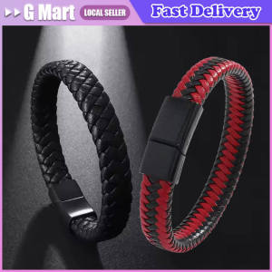 Men High Quality Single Leather Braided Bracelets Black Punk Goth Party Casual Bracelet Alloy Buckle Wedding Fashion Jewelry Leather Cord Bracelet Stainless Steel Leather Braided Bracelet Genuine Leather Bracelet Red Bracelet MenS Cowhide Jewelry