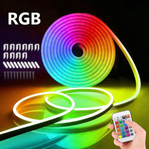 Dải Đèn LED Neon Dẻo RGB 5V Điện Áp Thấp Với Điều Khiển Từ Xa 24 Phím Dành Cho Trang Trí Ánh Sáng Không Gian Phòng Ngủ Giáng Sinh