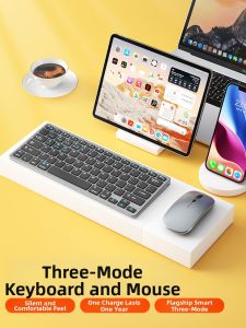 Bluetooth Wireless Keyboard and Mouse Set for Small Laptops and Tablets