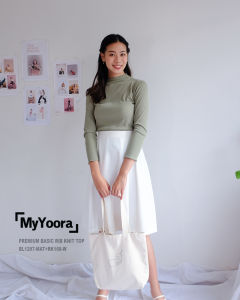MyYoora Basic Turtleneck Rib Knit Top Atasan Manset Wanita X 3DogiLucu G60