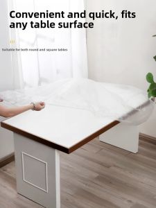 MRUN | Disposable Elasticized Thickened Transparent Plastic Dustproof Tablecloth