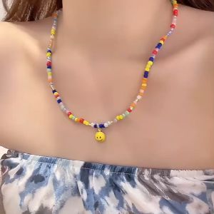 สร้อยคอ2023 ใหม่ลูกปัดสียิ้มสร้อยคอกระดูก ร้านผู้หญิง ออกแบบที่ไม่ซ้ำกัน