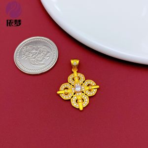 สร้อยคอจี้รูปสัตว์ปีกันหยุดทองชุบทองแดง จี้โลหะผสมทรงกลม ห้อยสร้อยคอสตรี สัตว์ปีกันหยุดทอง ลวดลายดอกไม้