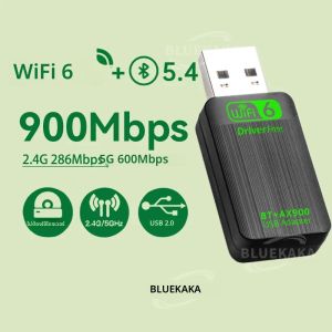 อะแดปเตอร์ USB WiFi 6 Bluetooth 5.4 2in1 แบบอัปเกรดใหม่ AX900 Dual Band 2.4G&5GHz ความเร็วสูงพร้อมไดรเวอร์ตัวรับสัญญาณ WLAN Dongle สำหรับพีซีและแล็ปท็อป Win 10/11