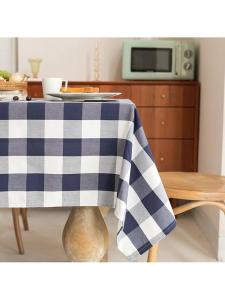 Ins Style Black and White Check Cotton Linen Tablecloth