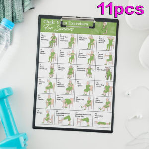 11pcs 30 day Chair Yoga Program Guide - Home Exercise Guide Posters with graphic and textual instructions for exercise suitabl