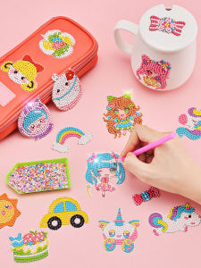 เด็ก Diy สร้างสรรค์เพชรภาพวาด Stick-on งานศิลปะปริศนาของเล่นความสนใจการฝึกอบรมสติกเกอร์ Easy-to-use Art Supplies