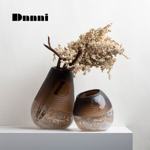 Dnnni แจกันดอกไม้แกะสลักในแนวทแยงแจกันแก้วทำมือของตกแต่งสร้างสรรค์ห้องนั่งเล่นตกแต่งบ้านโมเดลแจกันสำหรับห้องโรงแรม