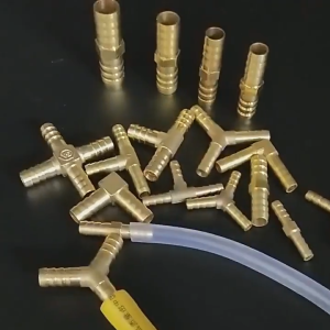 ข้อต่อตรงทองเหลือง ข้อต่อตรง สำหรับท่อลม ข้อต่อทองเหลืองหางปลา T ตัววาย Y สองทาง ขนาด 6 -12มม.