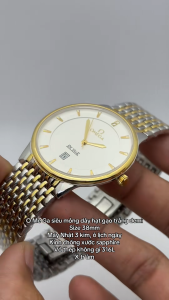 Đồng hồ nam nữ cặp đôi ANBSHOP OMEHA 3640M dây thép hạt gạo kính sapphire có lịch ngày size 28mm và 38mm